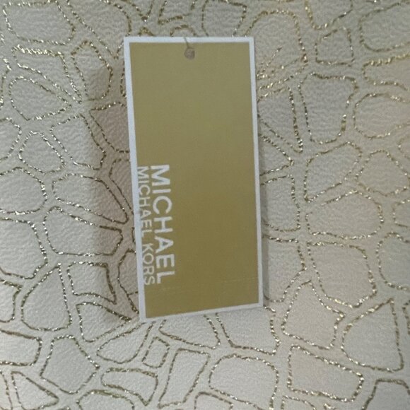 Michael Kors Womens Metallic Print Top With Ruched Hem & Button Detail, New - Picture 6 of 14